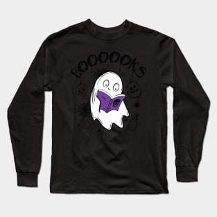 Ghost Reading Books Funny Halloween Long Sleeve T-Shirt